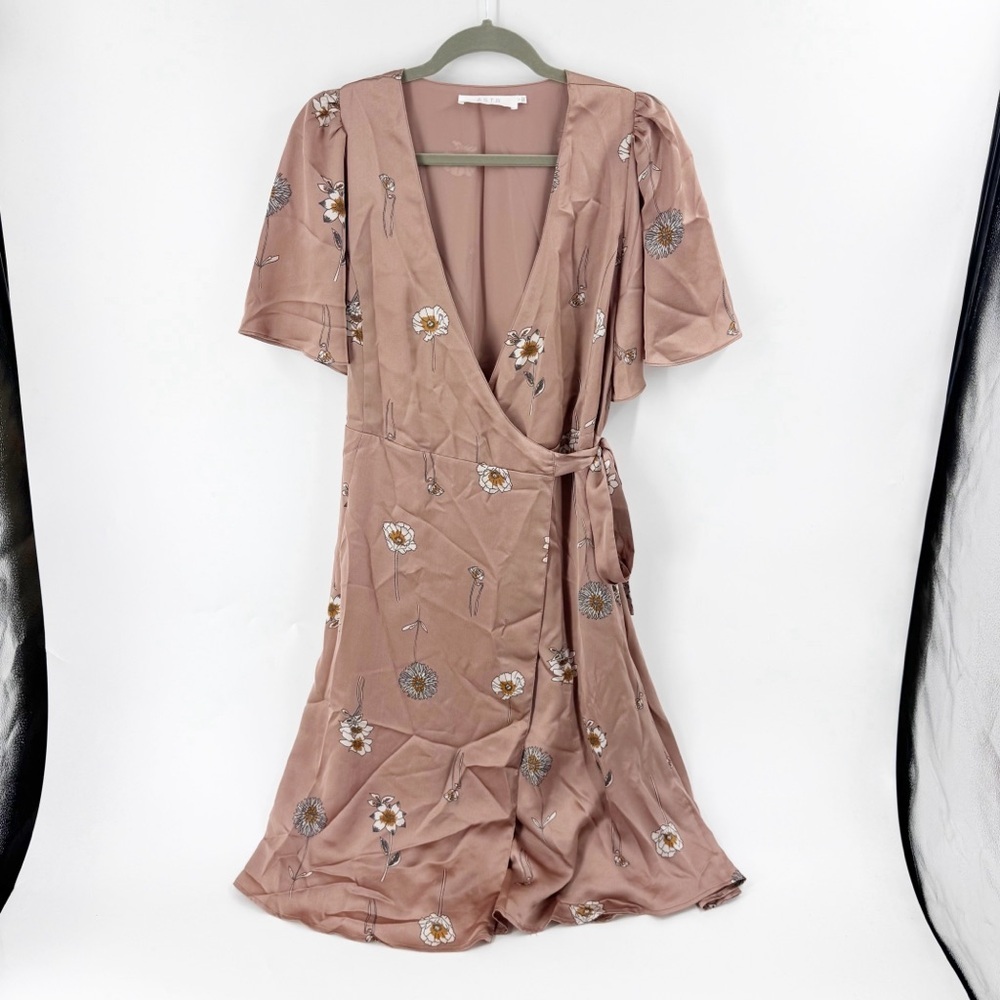 Astr Floral Wrap Midi Dress in Dusty Rose